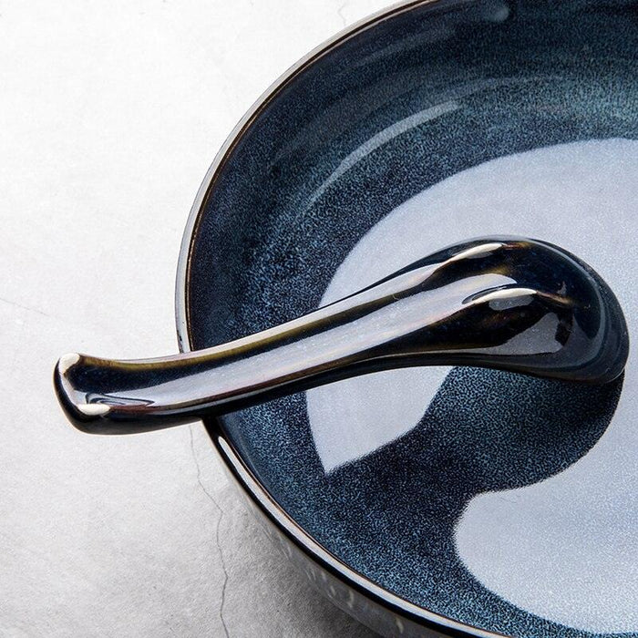 Elegant Japanese-Inspired Ceramic Soup Spoons - Set of 4
