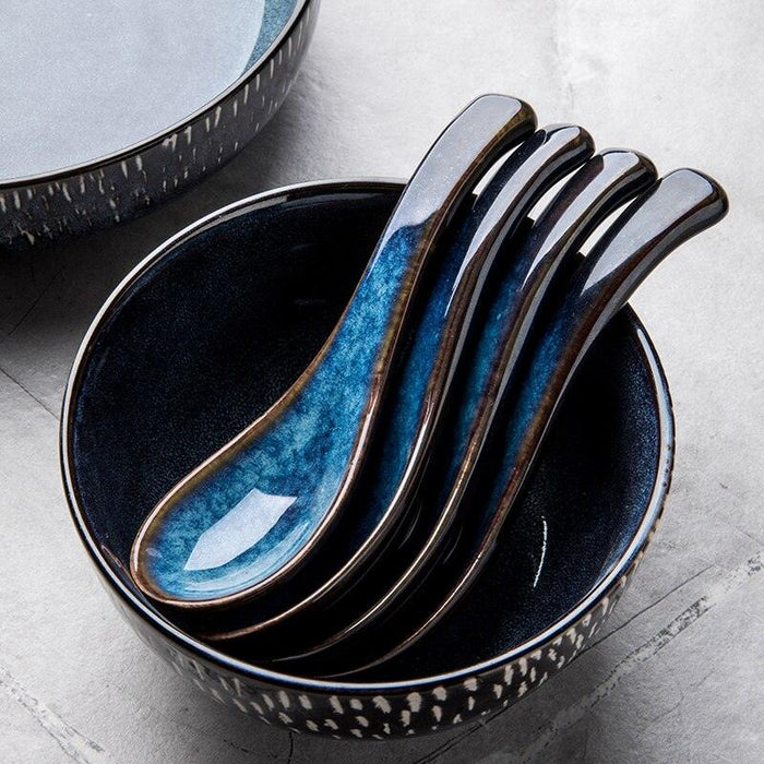 Set of 04 Japanese Style Ceramic Soup Spoons - Très Elite