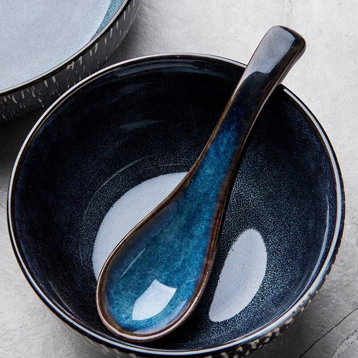 Elegant Japanese-Inspired Ceramic Soup Spoons - Set of 4