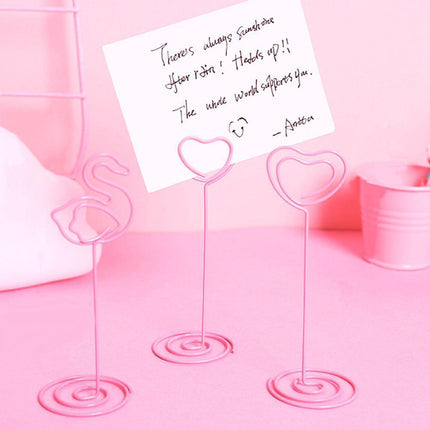 Charming Flamingo Heart Photo Holders - Set of 10 Decorative Clips