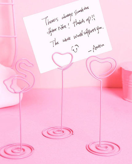 Charming Flamingo Heart Photo Holders - Set of 10 Decorative Clips