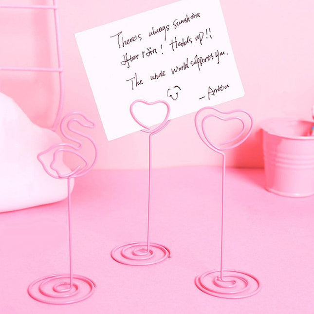 Charming Flamingo Heart Photo Holders - Set of 10 Decorative Clips