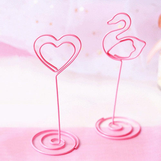 Charming Flamingo Heart Photo Holders - Set of 10 Decorative Clips