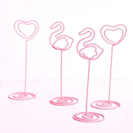 Charming Flamingo Heart Photo Holders - Set of 10 Decorative Clips
