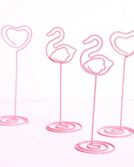 Charming Flamingo Heart Photo Holders - Set of 10 Decorative Clips