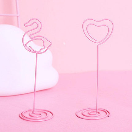 Charming Flamingo Heart Photo Holders - Set of 10 Decorative Clips
