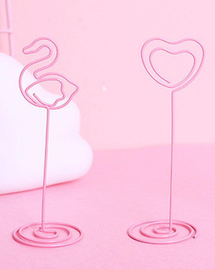 Charming Flamingo Heart Photo Holders - Set of 10 Decorative Clips