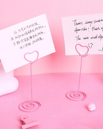 Charming Flamingo Heart Photo Holders - Set of 10 Decorative Clips