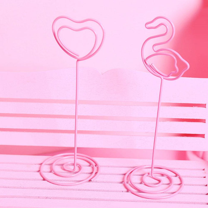 Set of 10pcs Card Holder Romantic Heart Flamingo Photo Clip