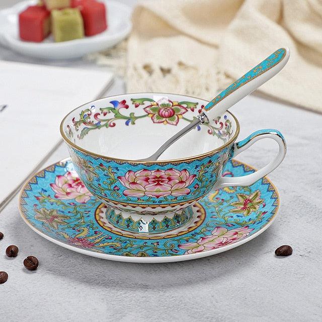 Elegant Duo of Bone China Coffee Cups with Timeless Charm