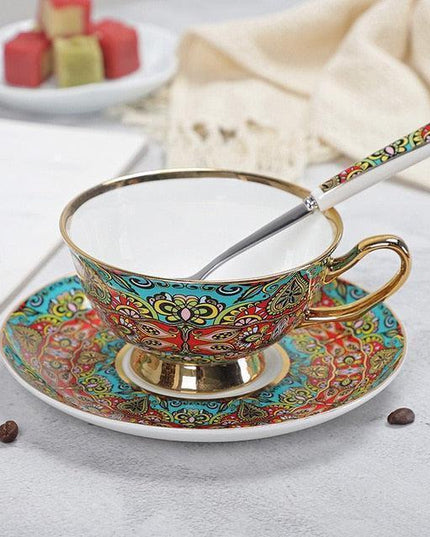 Charming Antique Bone China Coffee Cup Set of Two