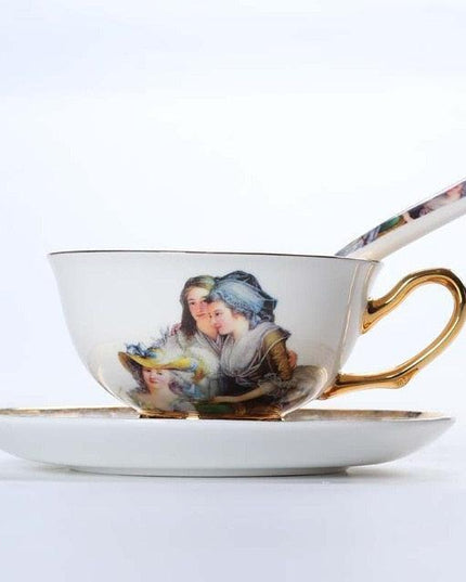 Charming Antique Bone China Coffee Cup Set of Two