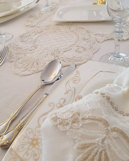 Exquisite French Lace Dining Ensemble for 12 with Complete 26-Piece Tableware Collection