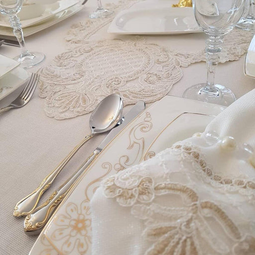 Exquisite Botanica French Lace Table Set with 26 Pieces (serves 12)