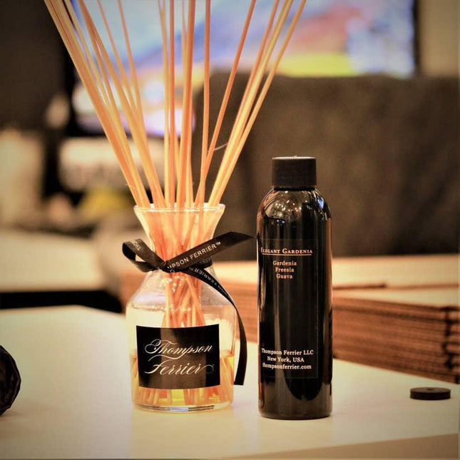 Gardenia Bliss Reed Diffuser Collection with Elegant Glass Carafe by Thompson Ferrier