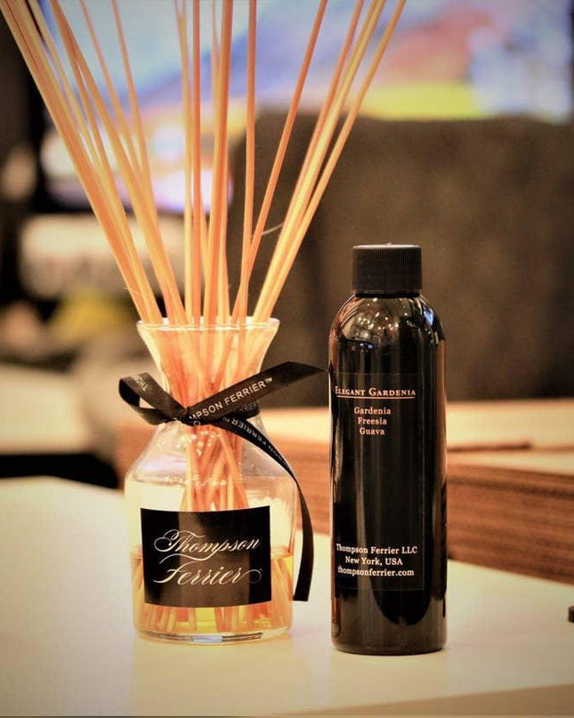 Gardenia Bliss Reed Diffuser Collection with Elegant Glass Carafe by Thompson Ferrier