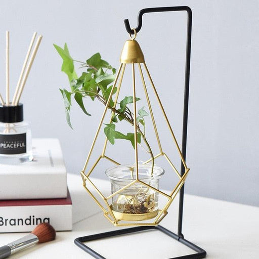 Elegant Gold Geometric Candle Holder Set with Nordic Style Glass Iron Centerpieces