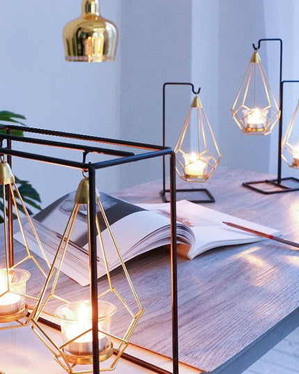 Nordic Luxe Gold Geometric Candle Holder Collection - Sophisticated Home Decor Accent