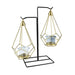 Nordic Gold Geometric Candle Holder Set with Glass Iron Centerpieces - Elegant Home Decor
