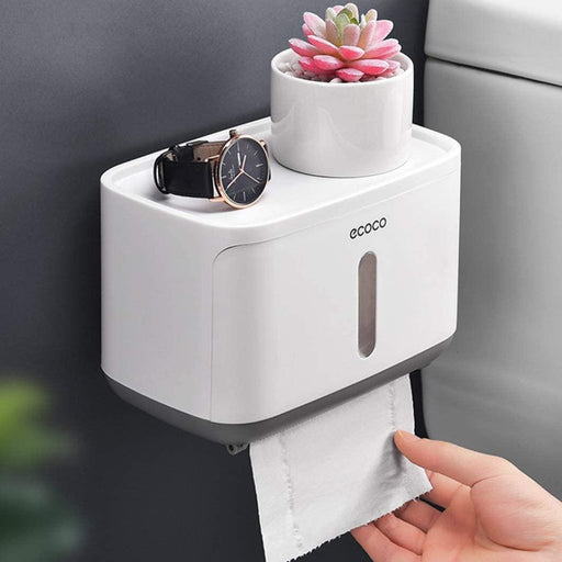 Toilet Paper Holder with Storage Shelf and Serrated Outlet