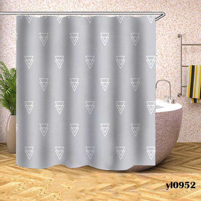 Geometric Plaid Patterned Bathroom Curtain
