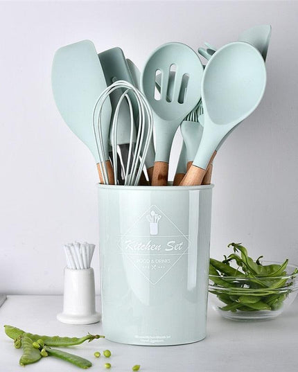 Elegant Acacia Wood and Silicone Cooking Utensils: Elevate Your Kitchen Experience