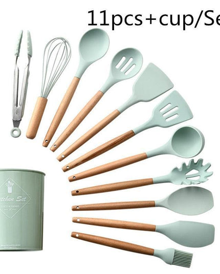 Elegant Acacia Wood and Silicone Cooking Utensils: Elevate Your Kitchen Experience