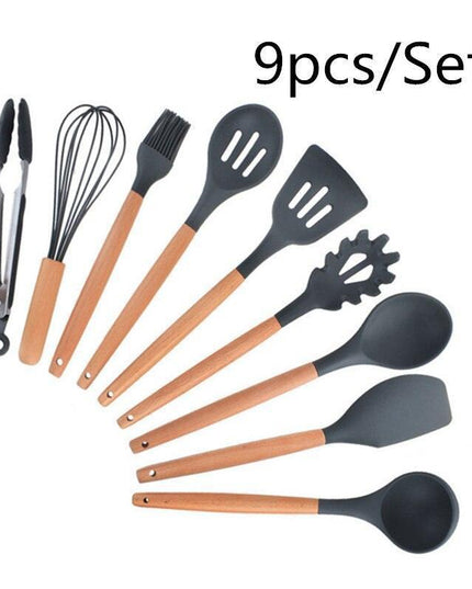 Elegant Acacia Wood and Silicone Cooking Utensils: Elevate Your Kitchen Experience