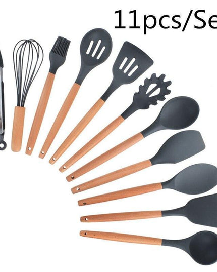 Elegant Acacia Wood and Silicone Cooking Utensils: Elevate Your Kitchen Experience