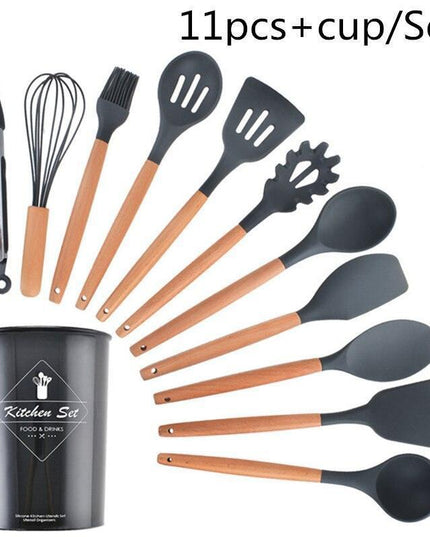 Elegant Acacia Wood and Silicone Cooking Utensils: Elevate Your Kitchen Experience