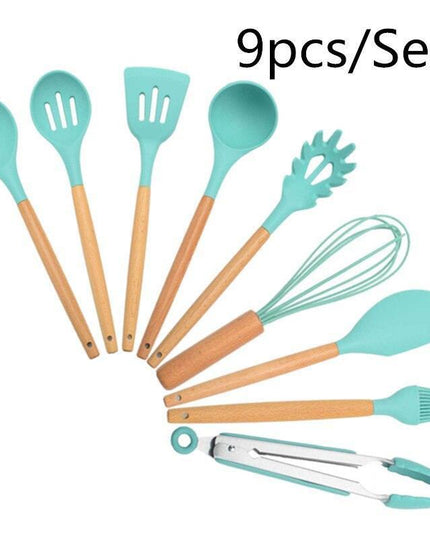 Elegant Acacia Wood and Silicone Cooking Utensils: Elevate Your Kitchen Experience