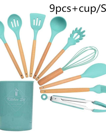 Elegant Acacia Wood and Silicone Cooking Utensils: Elevate Your Kitchen Experience