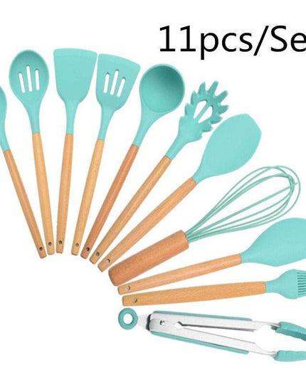 Elegant Acacia Wood and Silicone Cooking Utensils: Elevate Your Kitchen Experience