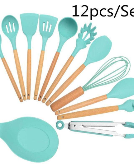 Elegant Acacia Wood and Silicone Cooking Utensils: Elevate Your Kitchen Experience