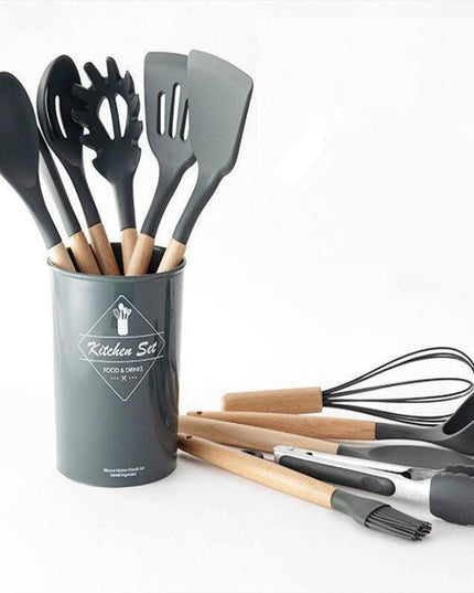Elegant Acacia Wood and Silicone Cooking Utensils: Elevate Your Kitchen Experience