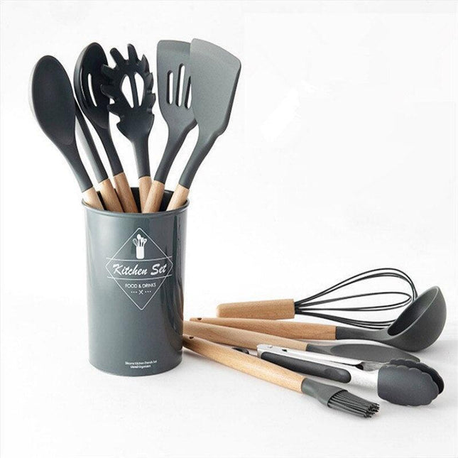 Elegant Acacia Wood and Silicone Cooking Utensils: Elevate Your Kitchen Experience