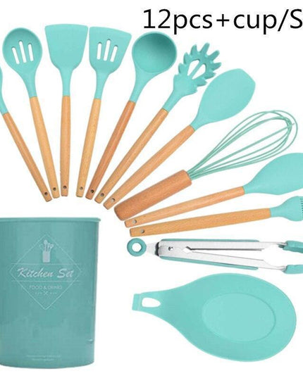 Elegant Acacia Wood and Silicone Cooking Utensils: Elevate Your Kitchen Experience