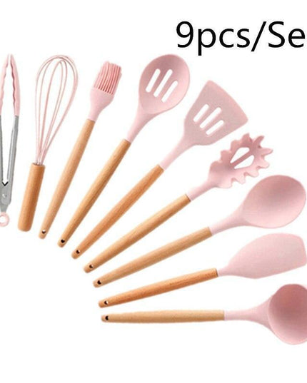 Elegant Acacia Wood and Silicone Cooking Utensils: Elevate Your Kitchen Experience