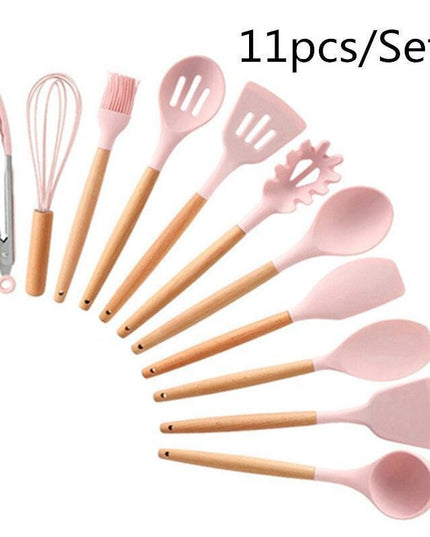 Elegant Acacia Wood and Silicone Cooking Utensils: Elevate Your Kitchen Experience