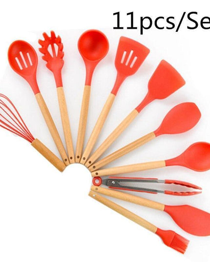 Elegant Acacia Wood and Silicone Cooking Utensils: Elevate Your Kitchen Experience