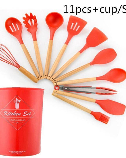 Elegant Acacia Wood and Silicone Cooking Utensils: Elevate Your Kitchen Experience