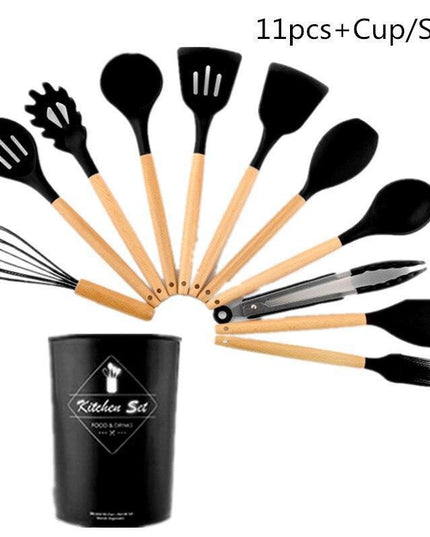 Elegant Acacia Wood and Silicone Cooking Utensils: Elevate Your Kitchen Experience