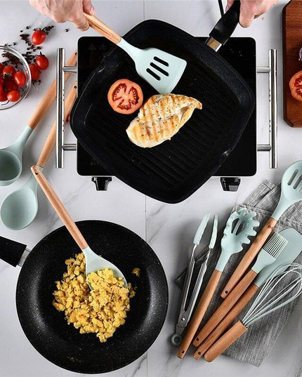 Elegant Acacia Wood and Silicone Cooking Utensils: Elevate Your Kitchen Experience