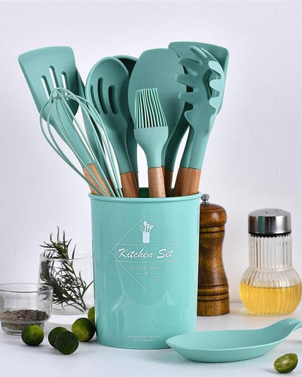 Elegant Acacia Wood and Silicone Cooking Utensils: Elevate Your Kitchen Experience