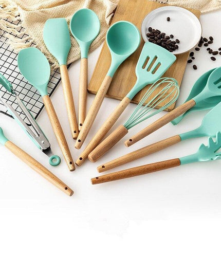 Elegant Acacia Wood and Silicone Cooking Utensils: Elevate Your Kitchen Experience