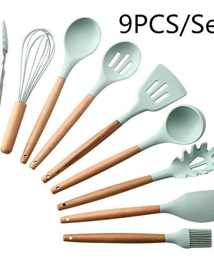 Elegant Acacia Wood and Silicone Cooking Utensils: Elevate Your Kitchen Experience