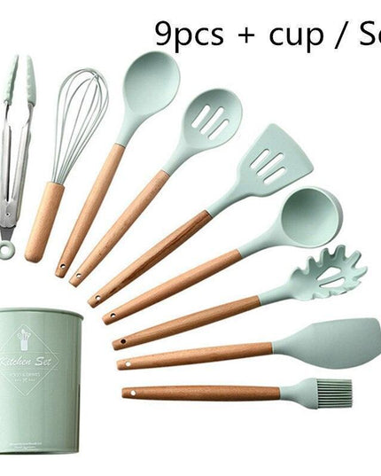 Elegant Acacia Wood and Silicone Cooking Utensils: Elevate Your Kitchen Experience