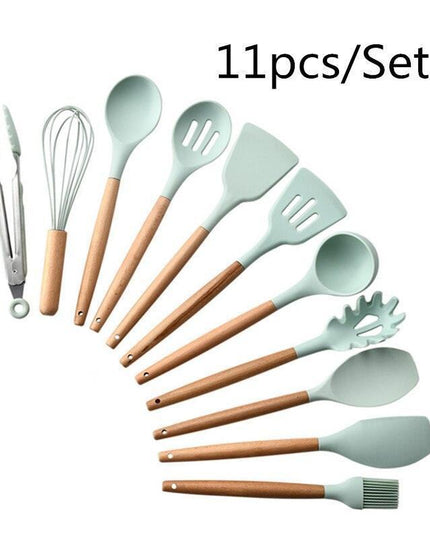 Elegant Acacia Wood and Silicone Cooking Utensils: Elevate Your Kitchen Experience