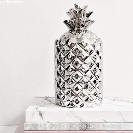 Sophisticated Silver Pineapple Candle - Artisan White Tea & Mint Scented Bliss