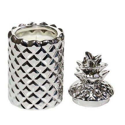 Silver Pineapple Candle with White Tea & Mint Fragrance